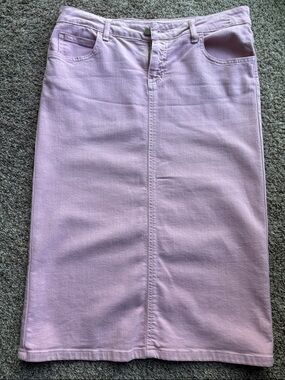 Pastel Pink Denim Pencil Skirt